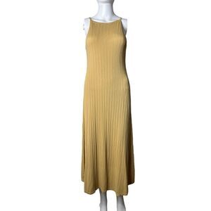 LUSH Ribbed High Neck Maxi Dress Mustard Yellow Small / Medium